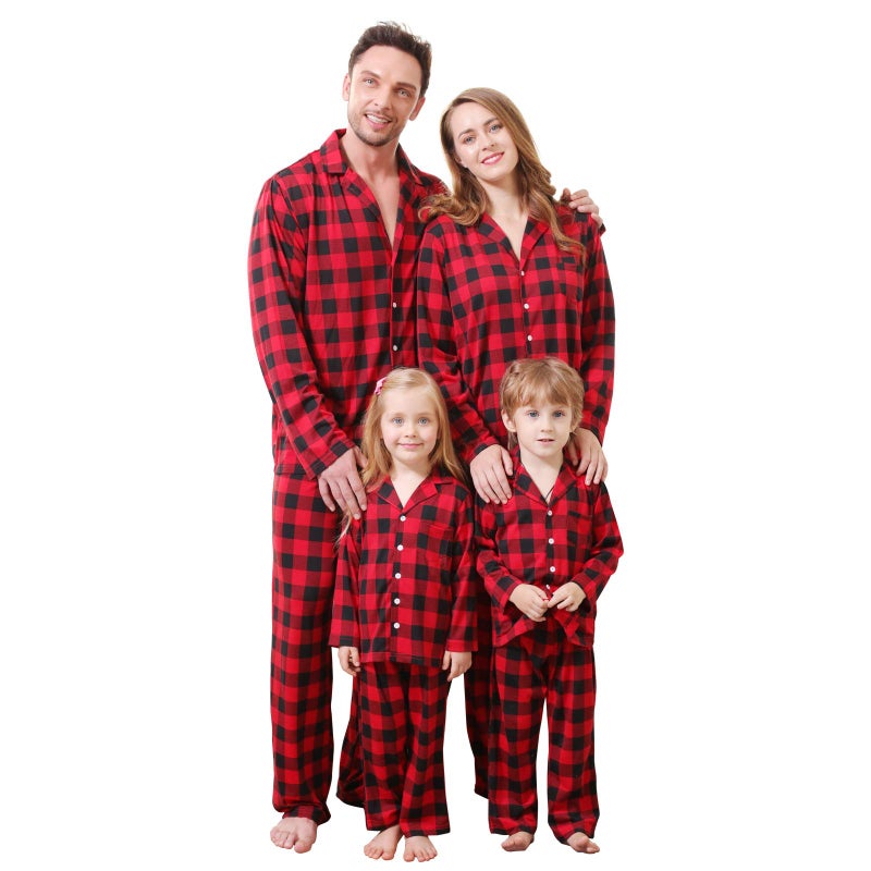 CARETOO Matching Family Pajamas Sets Long Sleeve Christmas Reindeer Plaid Pjs Striped Women Holiday Sleepwear Homewear - Image 1